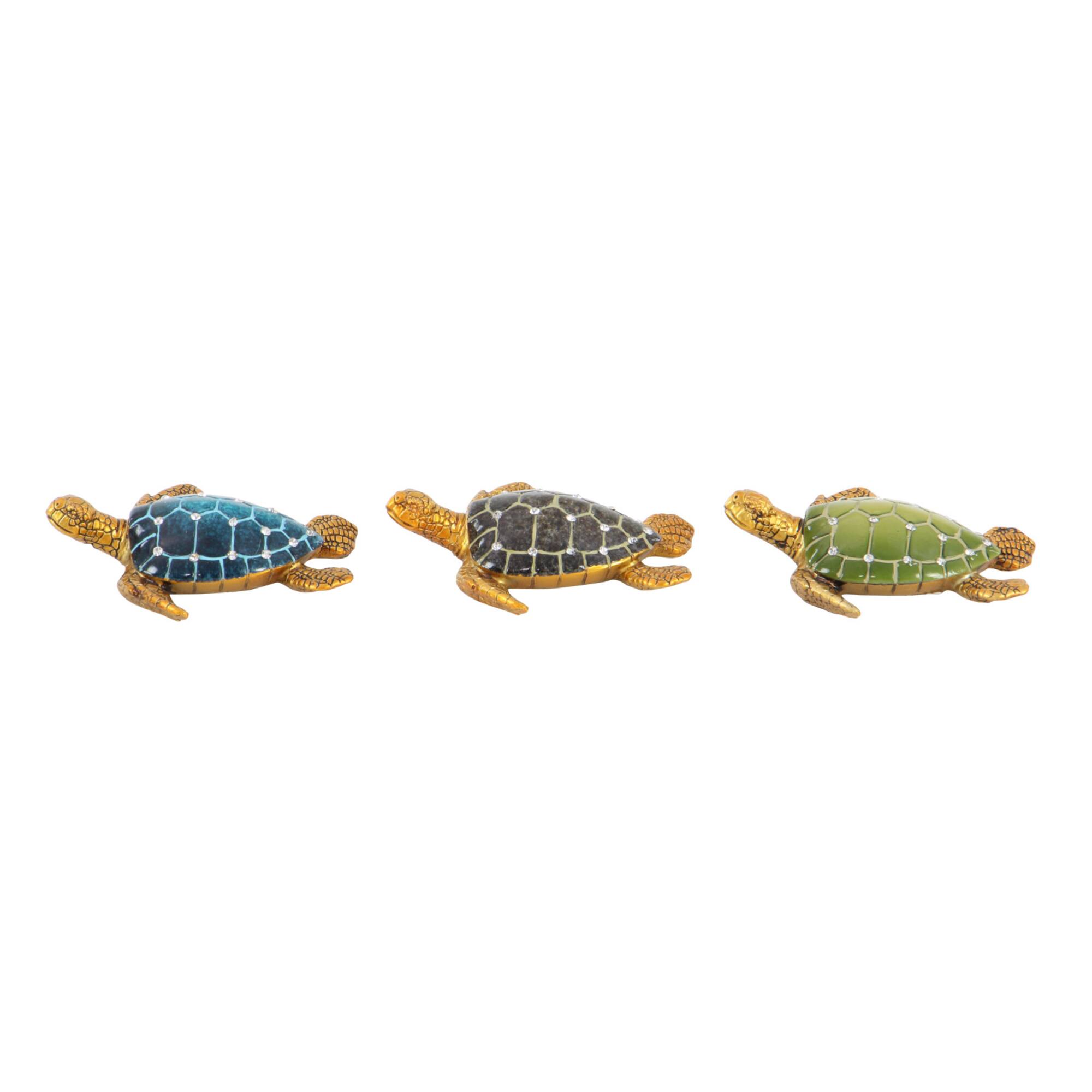 5" Brown Polystone Coastal Turtle Sculpture Set